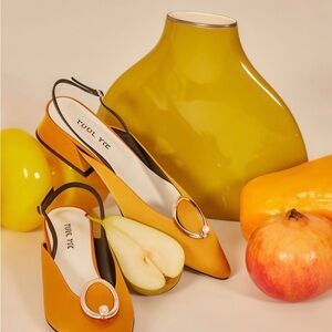 LIKE NEW-Yuul Yie Buckle Slingback Satin Flats-IT37.5/ US7.5